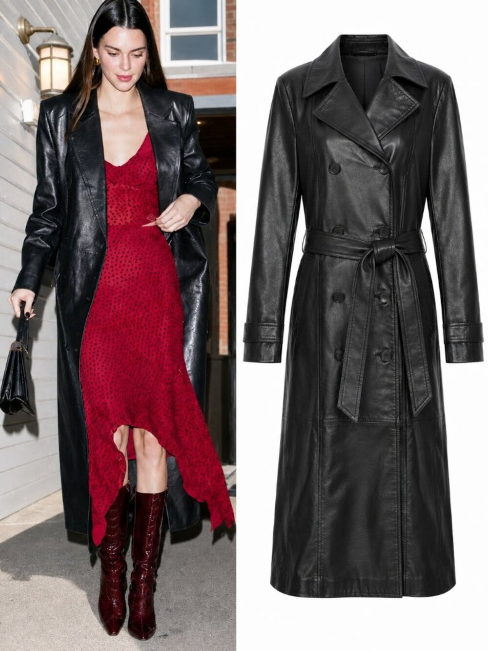 🖤💥UBER STUNNING🖤💥Y2K GENUINE LEATHER MAXI BELTED TRENCH COAT in BLACK